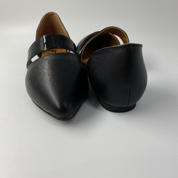 FSJ Black Faux Leather Closed Toe Flats - Picture 6 of 8
